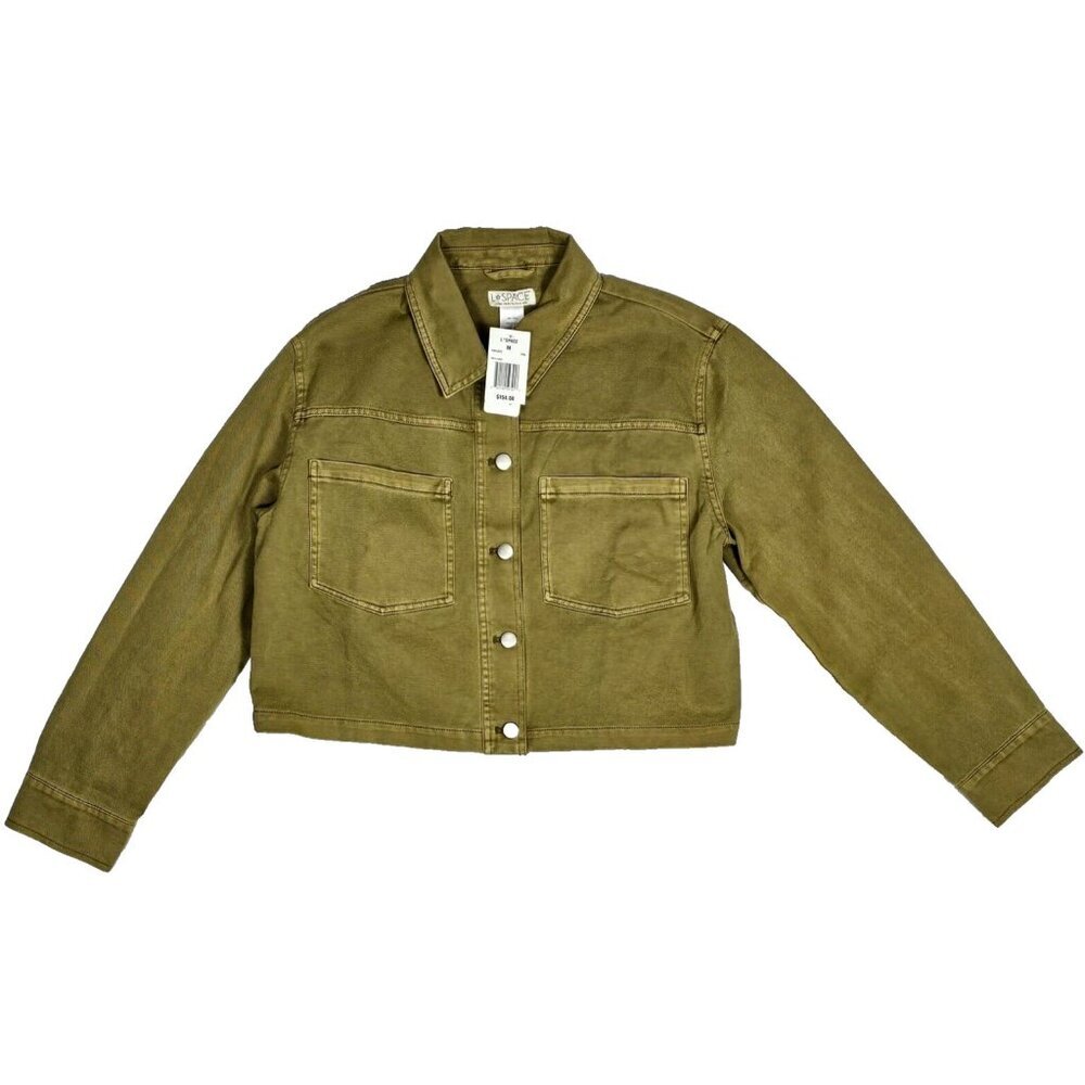L*Space Women's Medium Harris Jacket Green Denim Cotton New - Picture 2 of 5